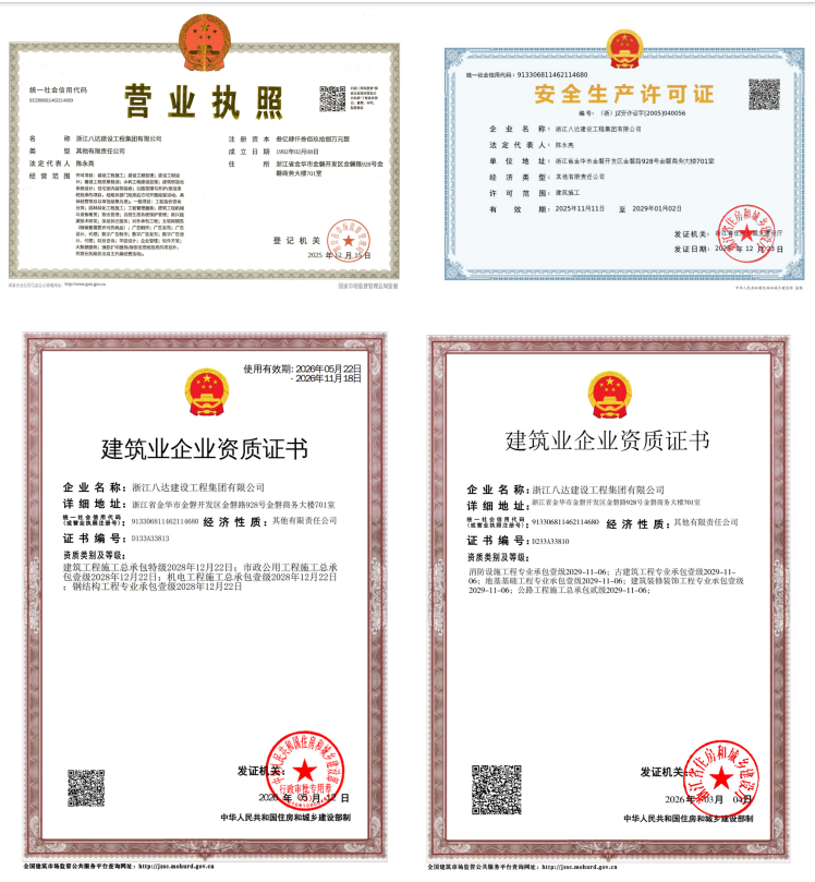 八达建工资质证书
